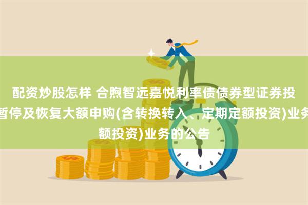 配资炒股怎样 合煦智远嘉悦利率债债券型证券投资基金暂停及恢复大额申购(含转换转入、定期定额投资)业务的公告