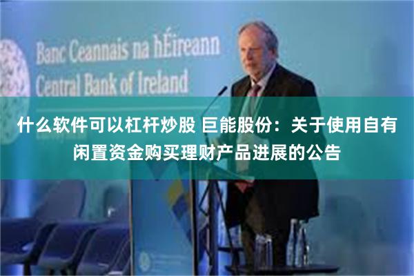 什么软件可以杠杆炒股 巨能股份：关于使用自有闲置资金购买理财产品进展的公告